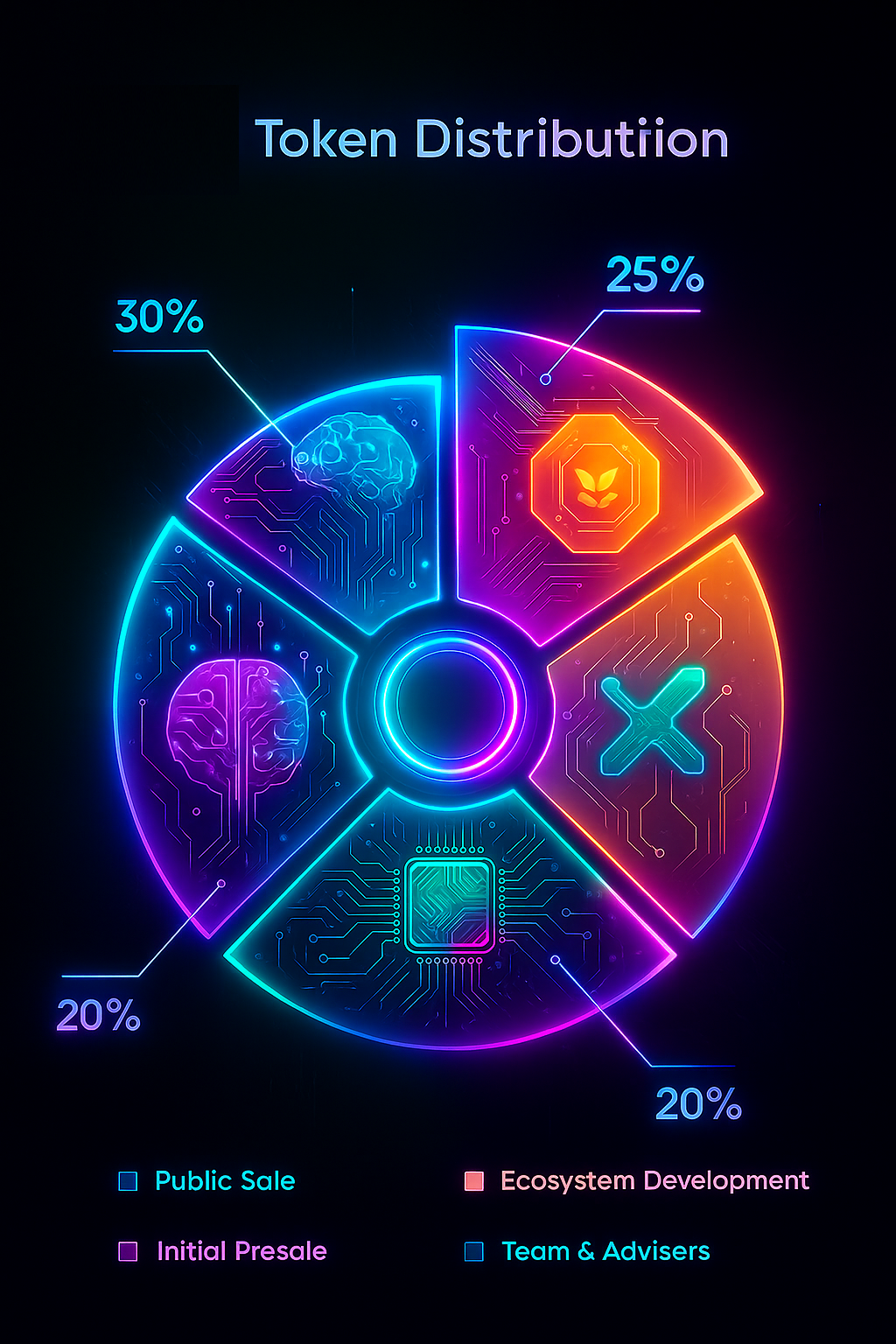 Pie chart of GROK82C token distribution